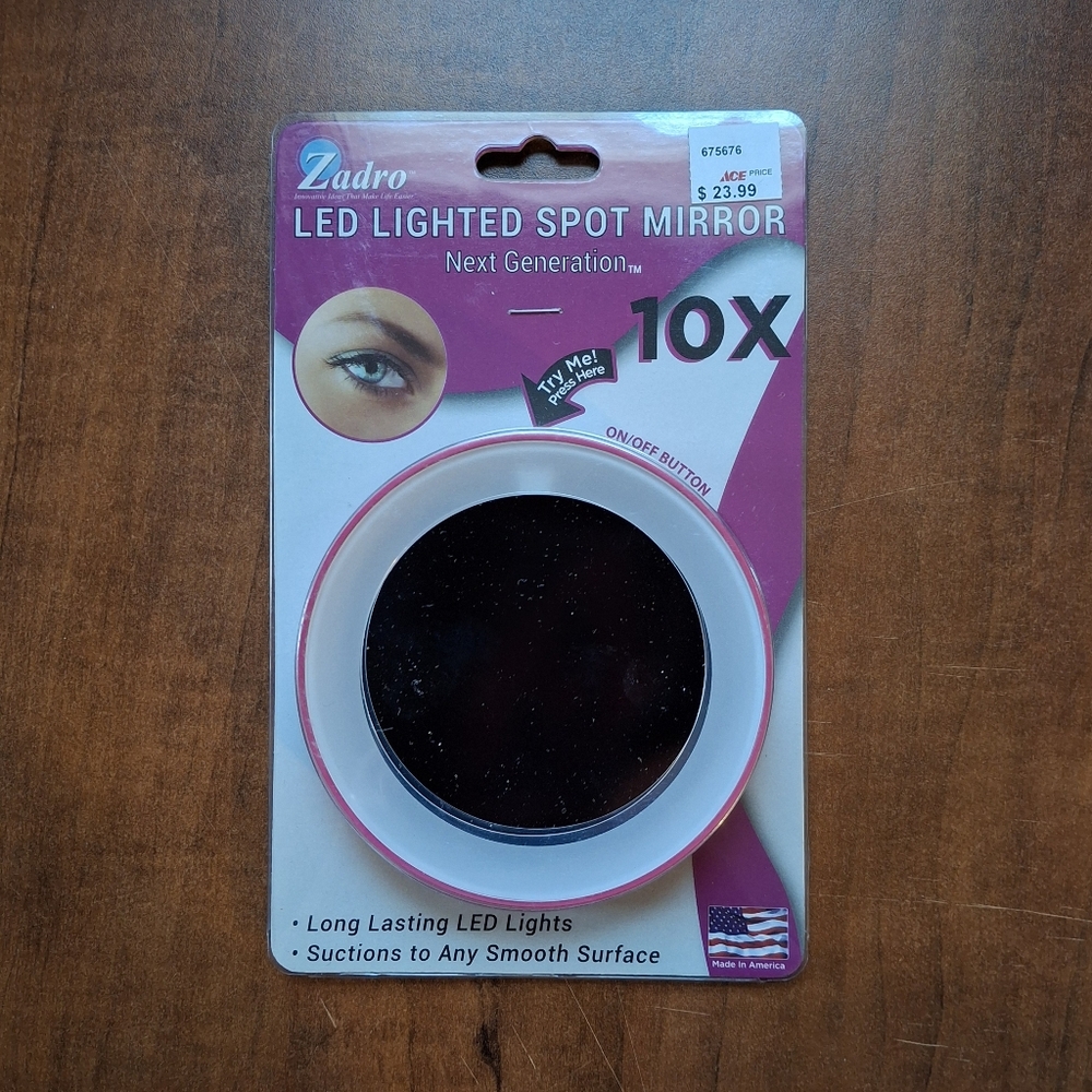 ZADRO LED Lighted Spot Mirror - Pink 10X Magnification